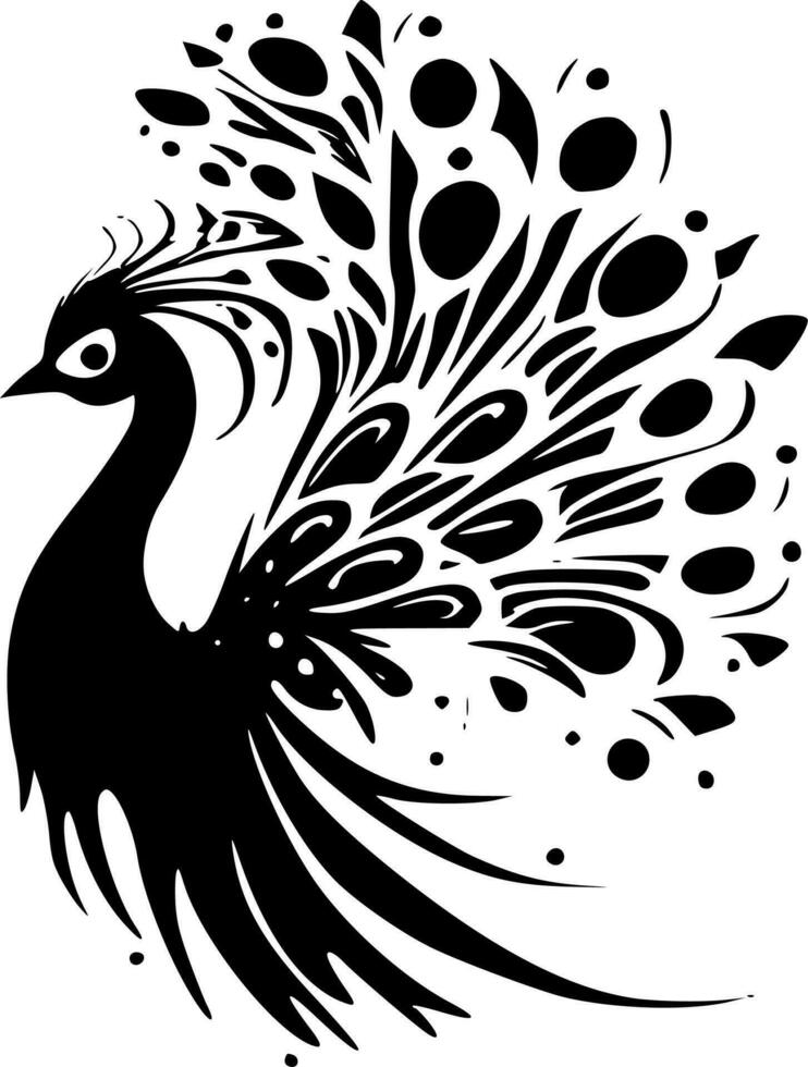 Peacock - Black and White Isolated Icon - Vector illustration