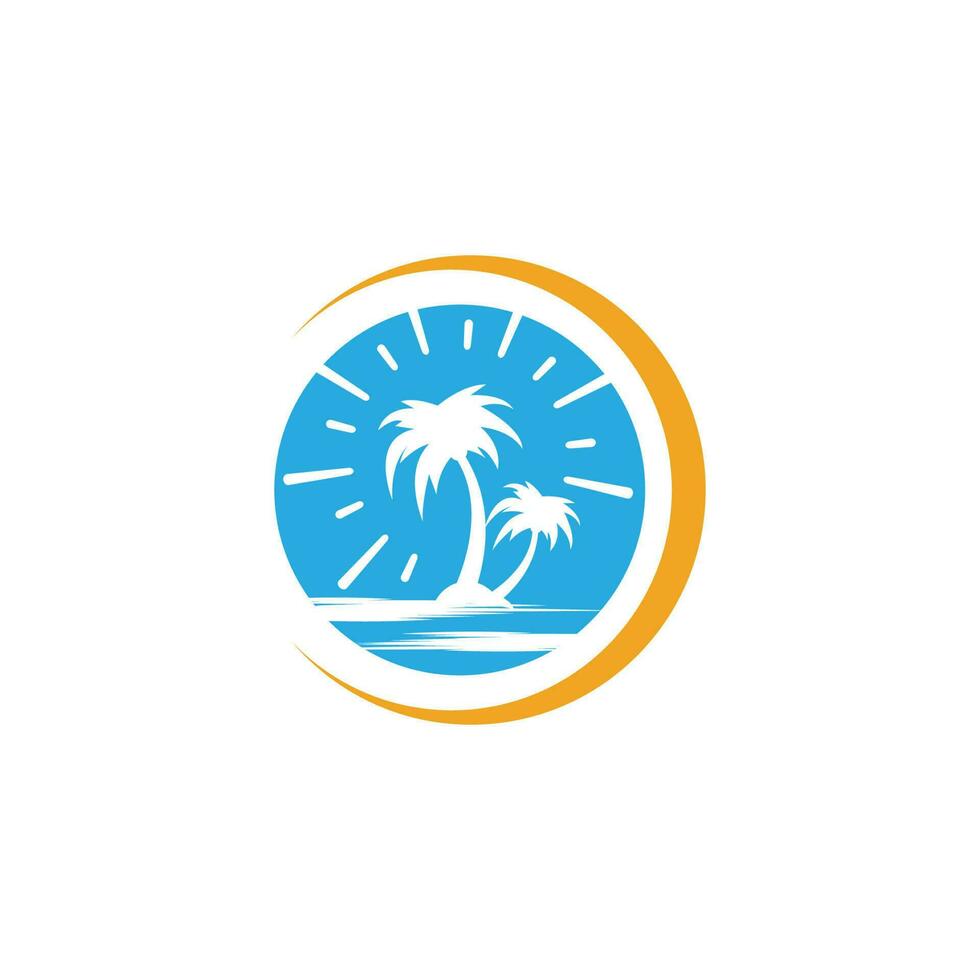 Palm tree summer logo template vector