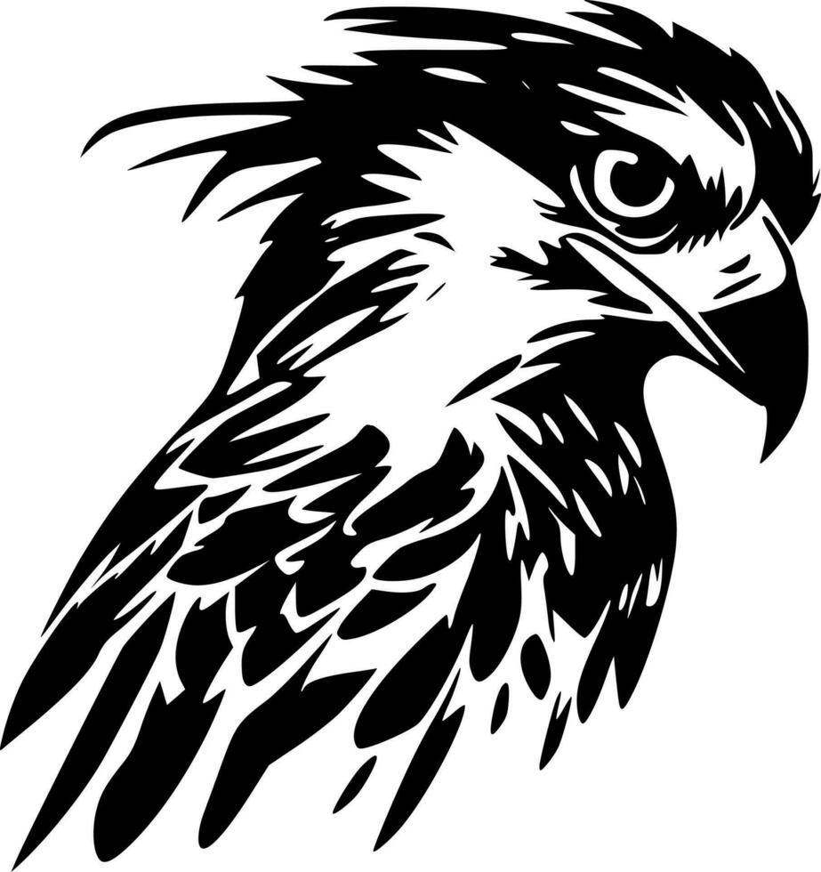 águila pescadora cabeza - negro y blanco aislado icono - vector ilustración