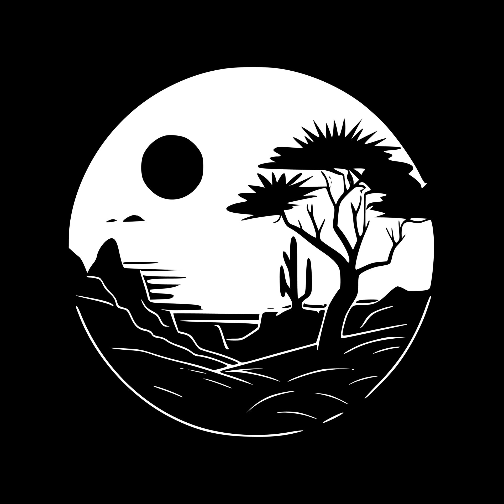 Sunset - Black and White Isolated Icon - Vector illustration 23557484