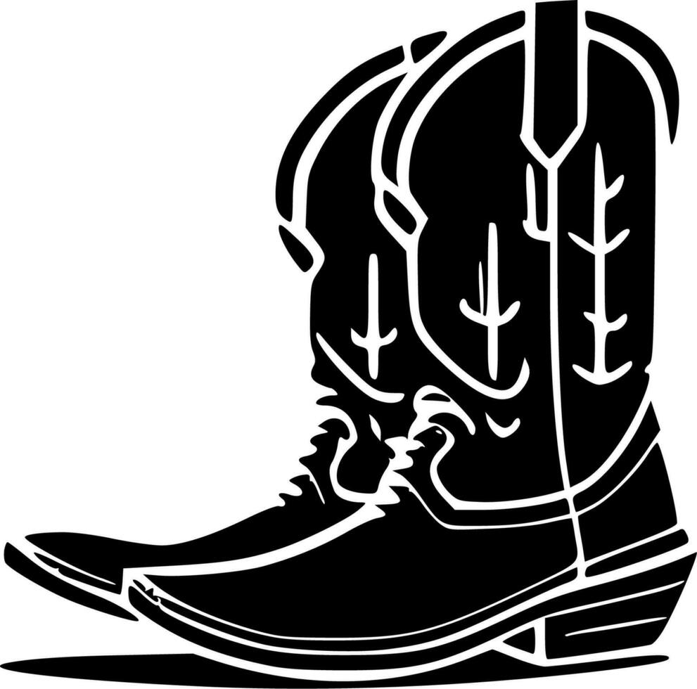Cowboy Boot - Black and White Isolated Icon - Vector illustration