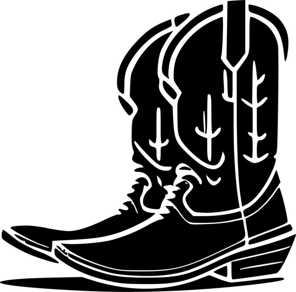 Cowboy Boot - Black and White Isolated Icon - Vector illustration