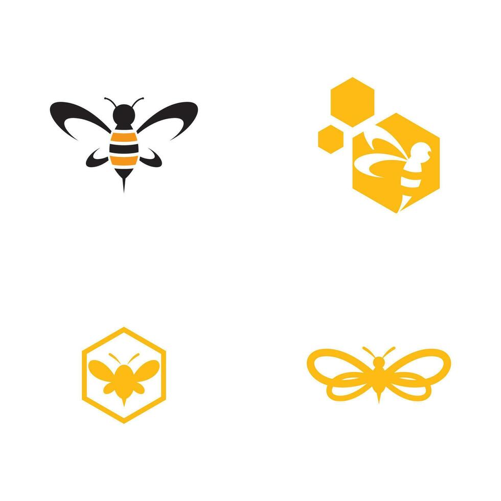 abeja logo modelo vector icono