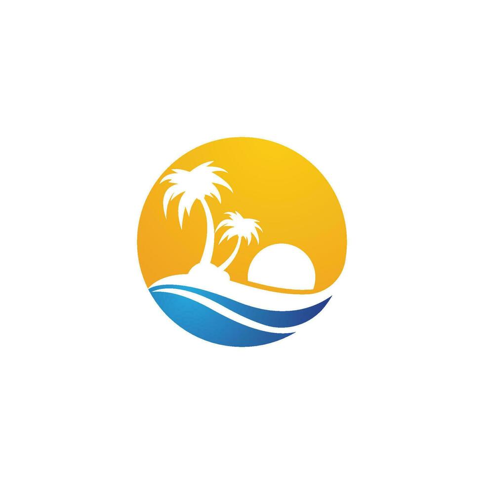 Palm tree summer logo template vector