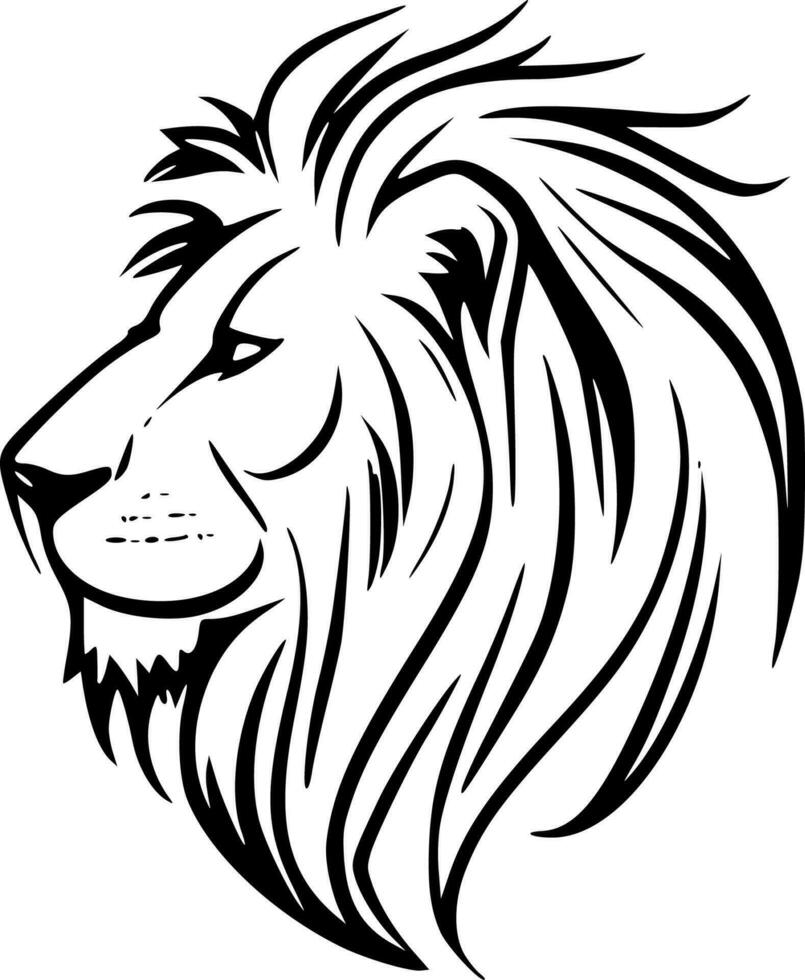 Lion Head - Black and White Isolated Icon - Vector illustration