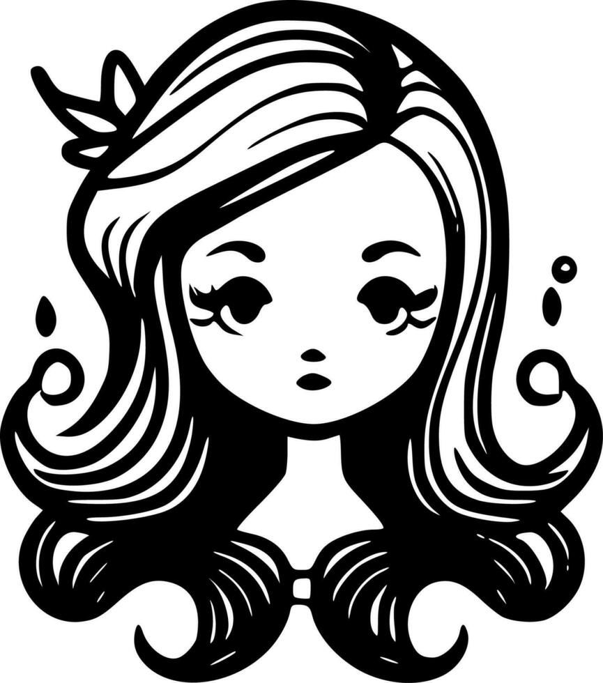 Mermaid, Black and White Vector illustration