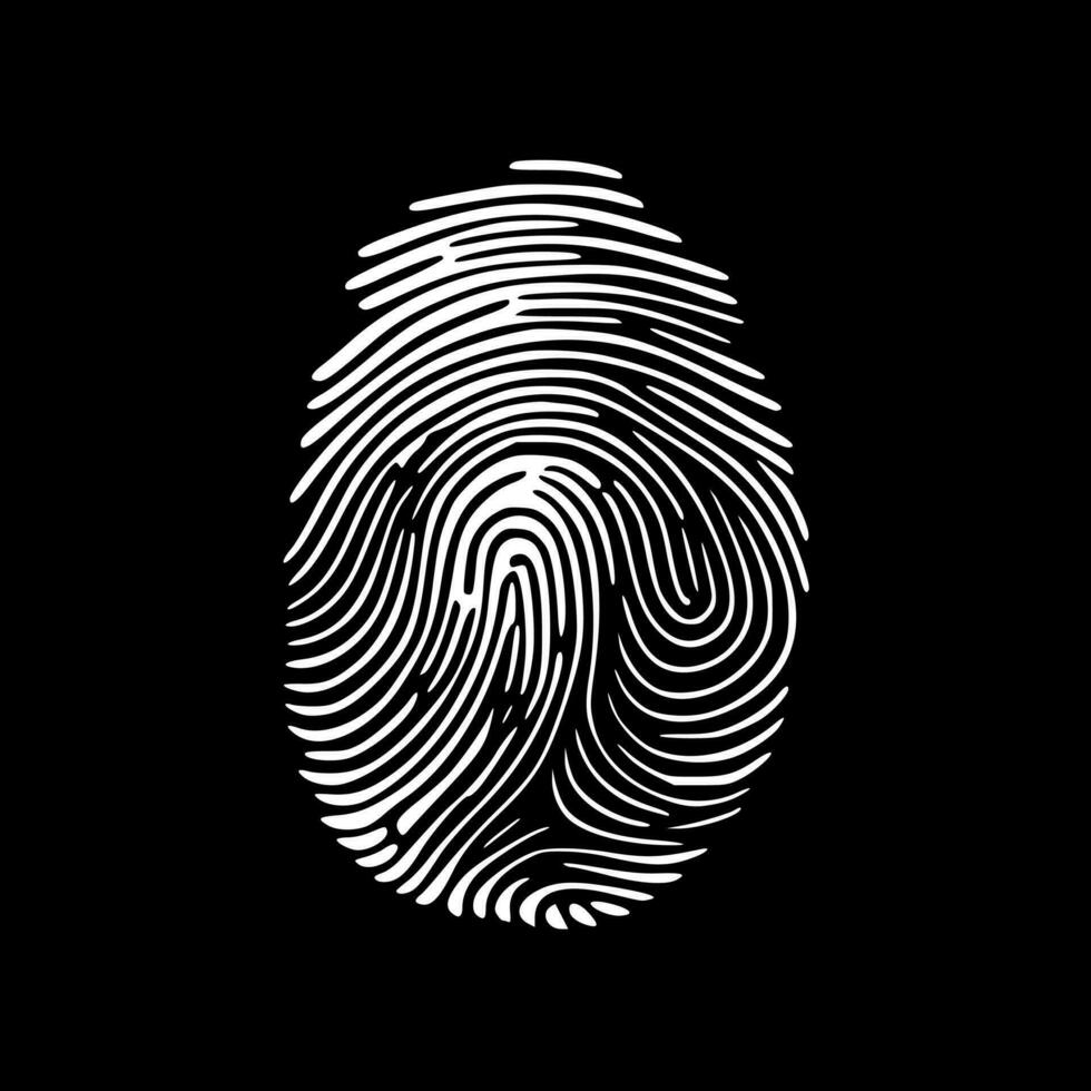 Fingerprint, Black and White Vector illustration
