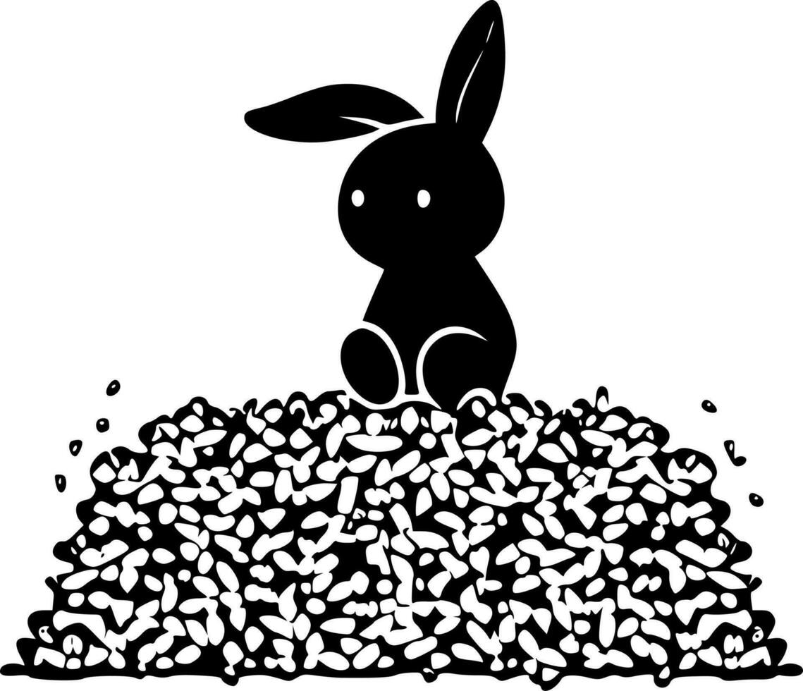 Bunny Bait, Black and White Vector illustration