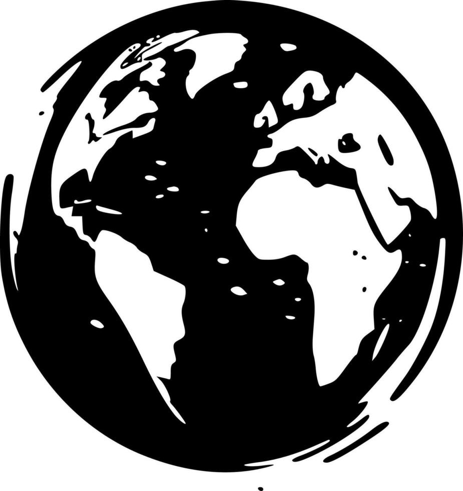 Earth, Black and White Vector illustration