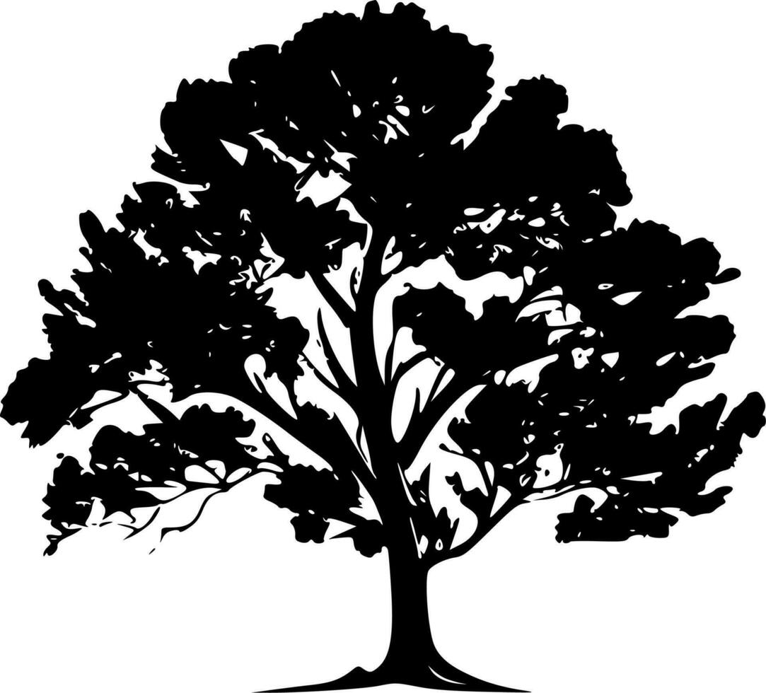 árbol, negro y blanco vector ilustración