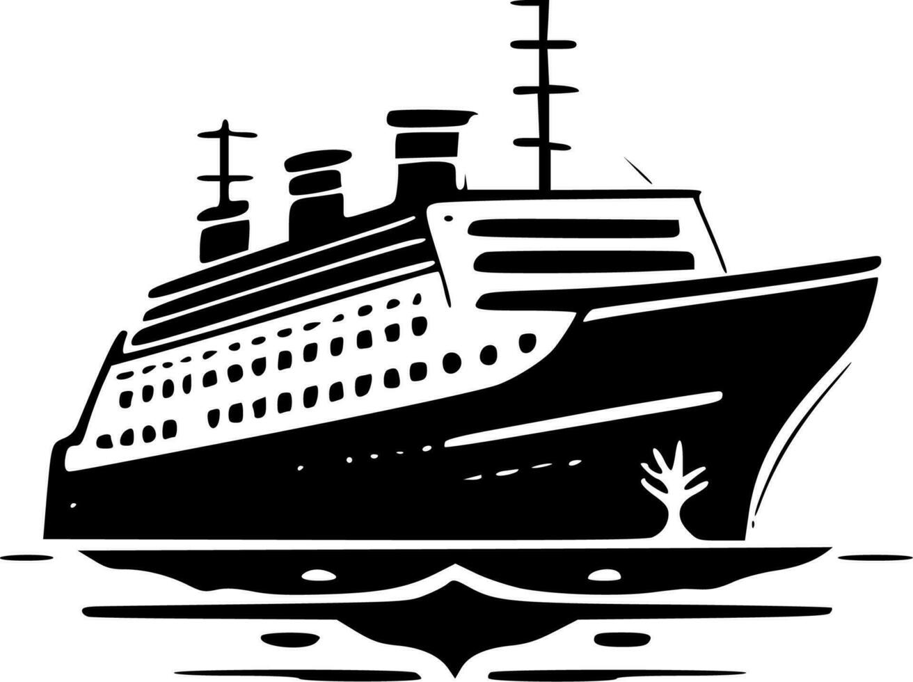 crucero Embarcacion - negro y blanco aislado icono - vector ilustración