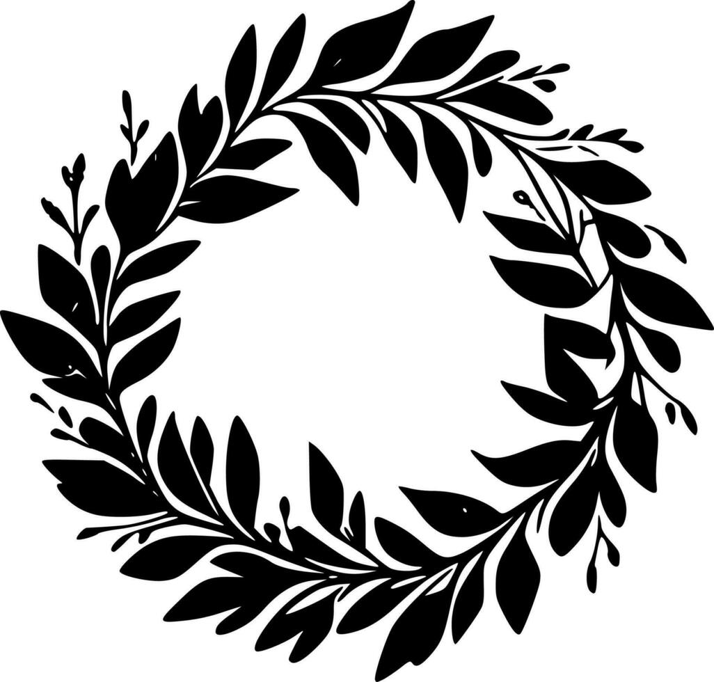 Wreath - Black and White Isolated Icon - Vector illustration