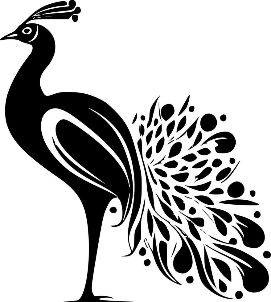 pavo real - negro y blanco aislado icono - vector ilustración