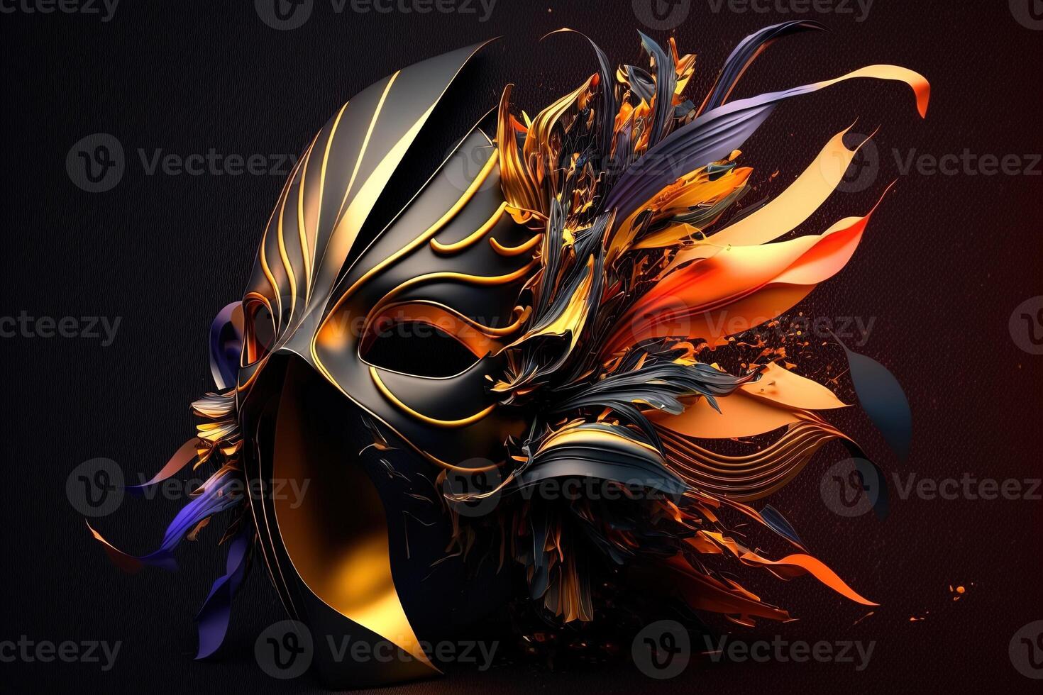 festive carnival mask with rich decoration, attributes of the Brazilian carnival. Venetian carnival mask and beads decoration. Mardi gras background. photo