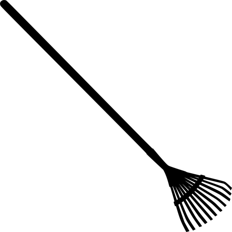 Vector silhouette of rake tool garden on white background