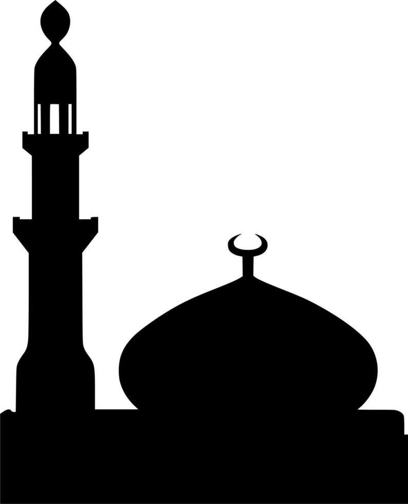 Vector silhouette of mosque on white background