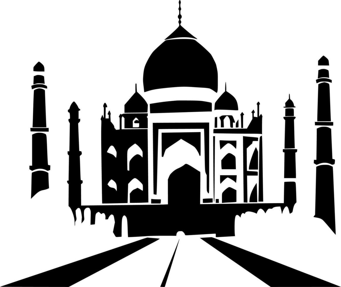 Vector silhouette of mosque on white background