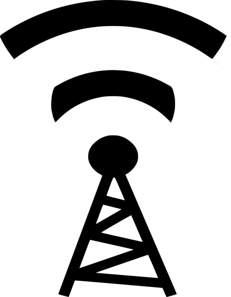 Vector silhouette of signal tower on white background