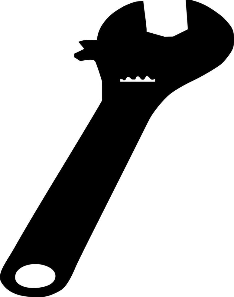 Vector silhouette of wrench tool on white background