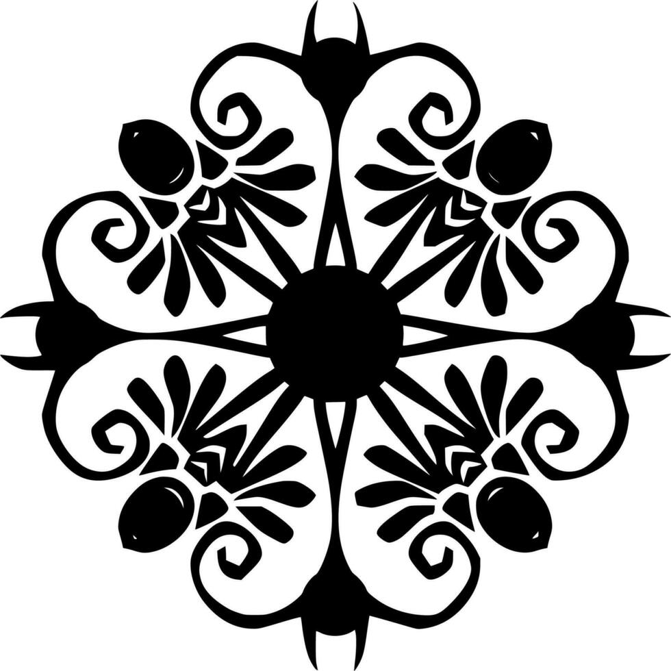 Vector silhouette of ornament on white background