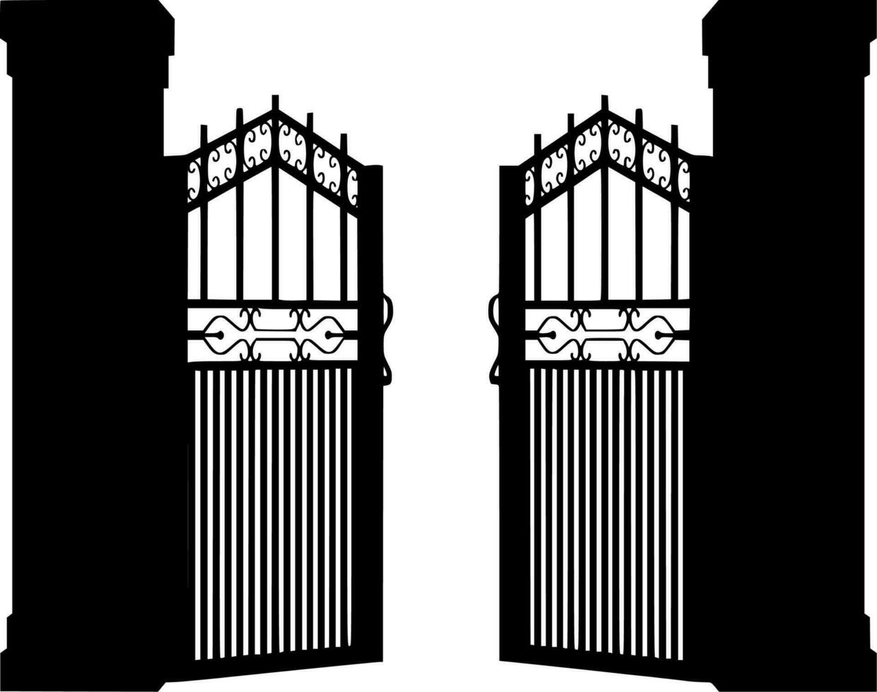 Vector silhouette of fence on white background