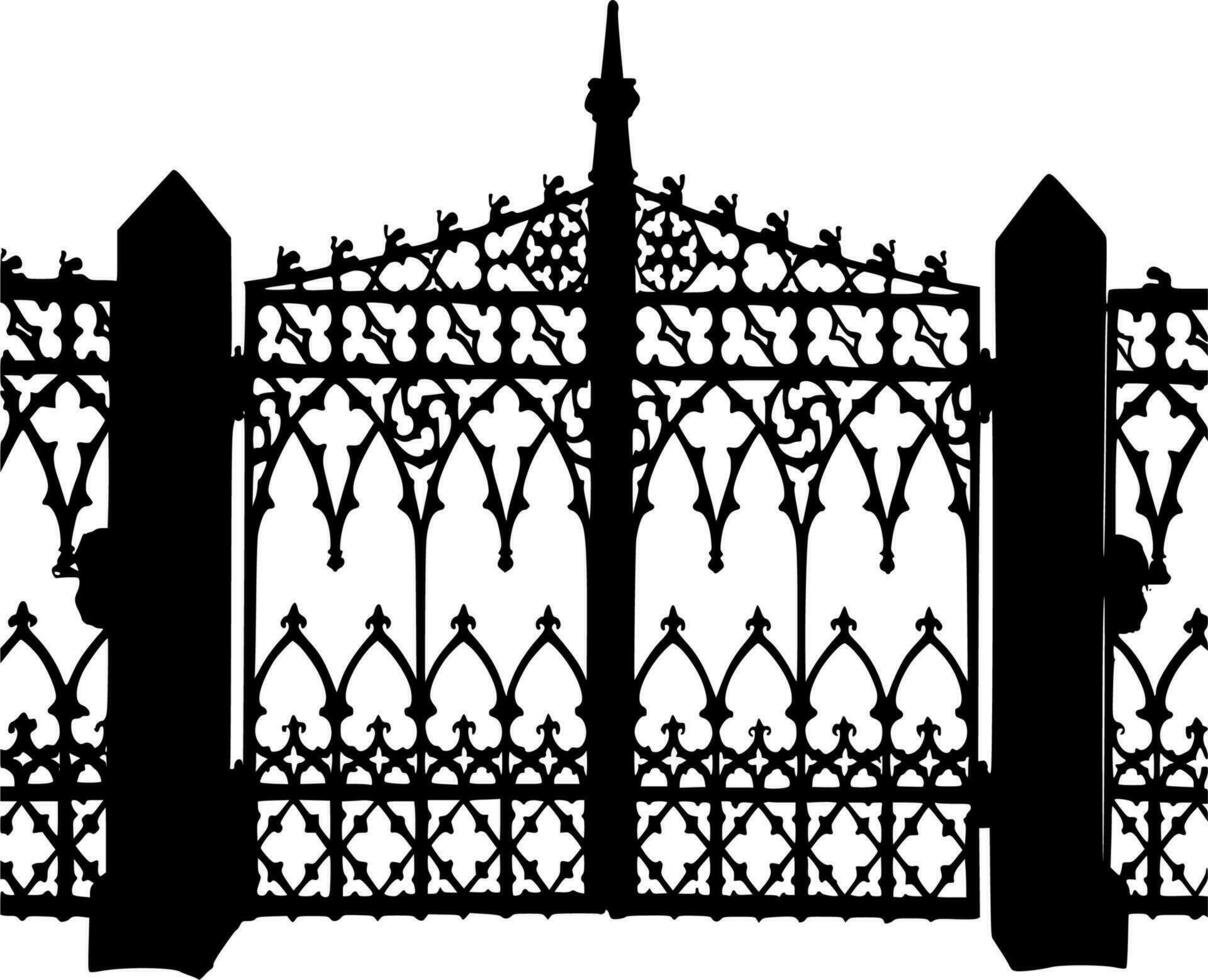 Vector silhouette of fence on white background