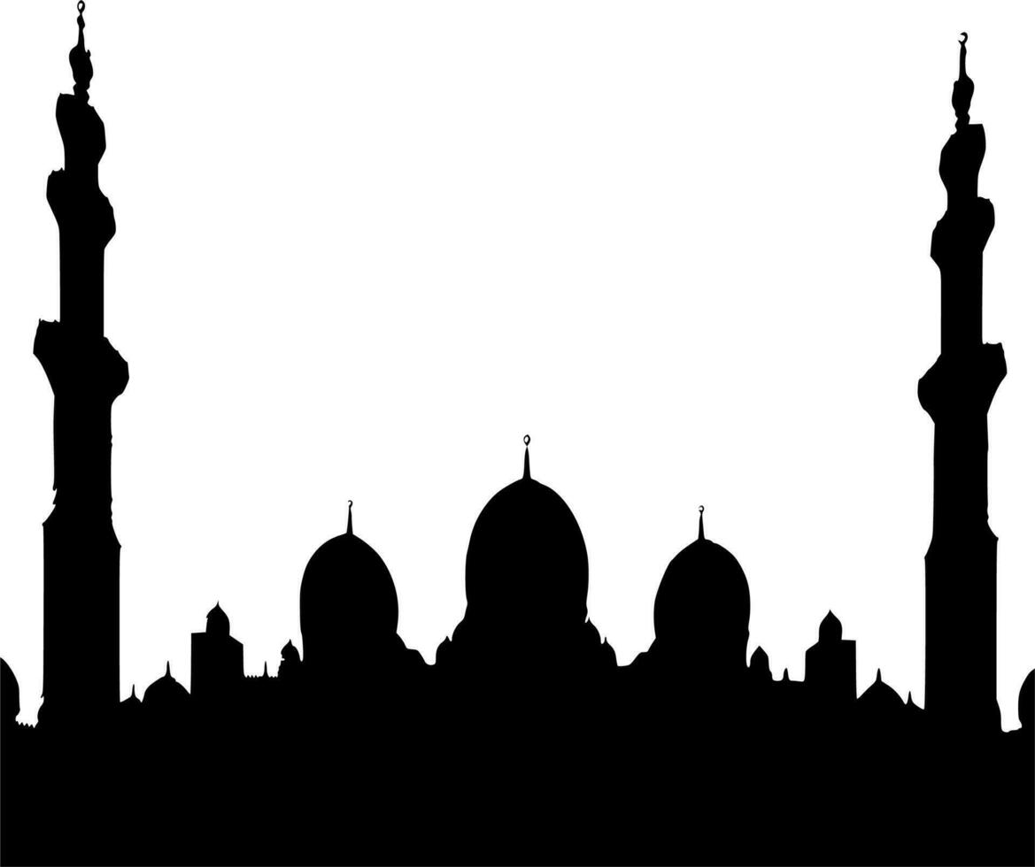 Vector silhouette of mosque on white background