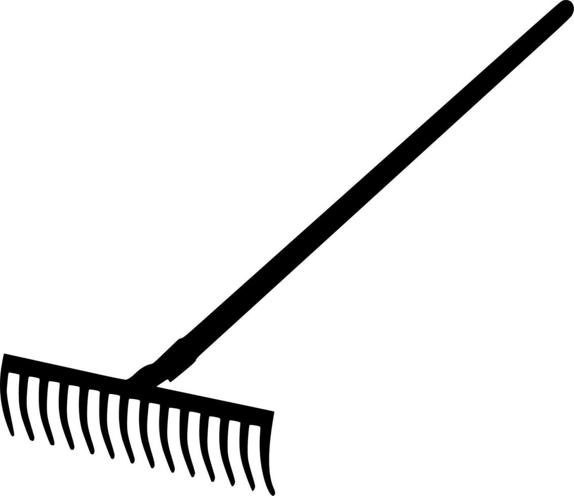 Vector silhouette of rake tool garden on white background