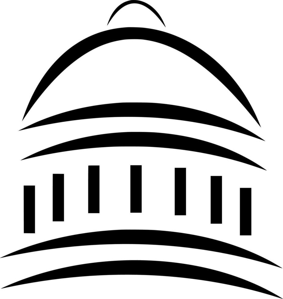 Vector silhouette of building on white background