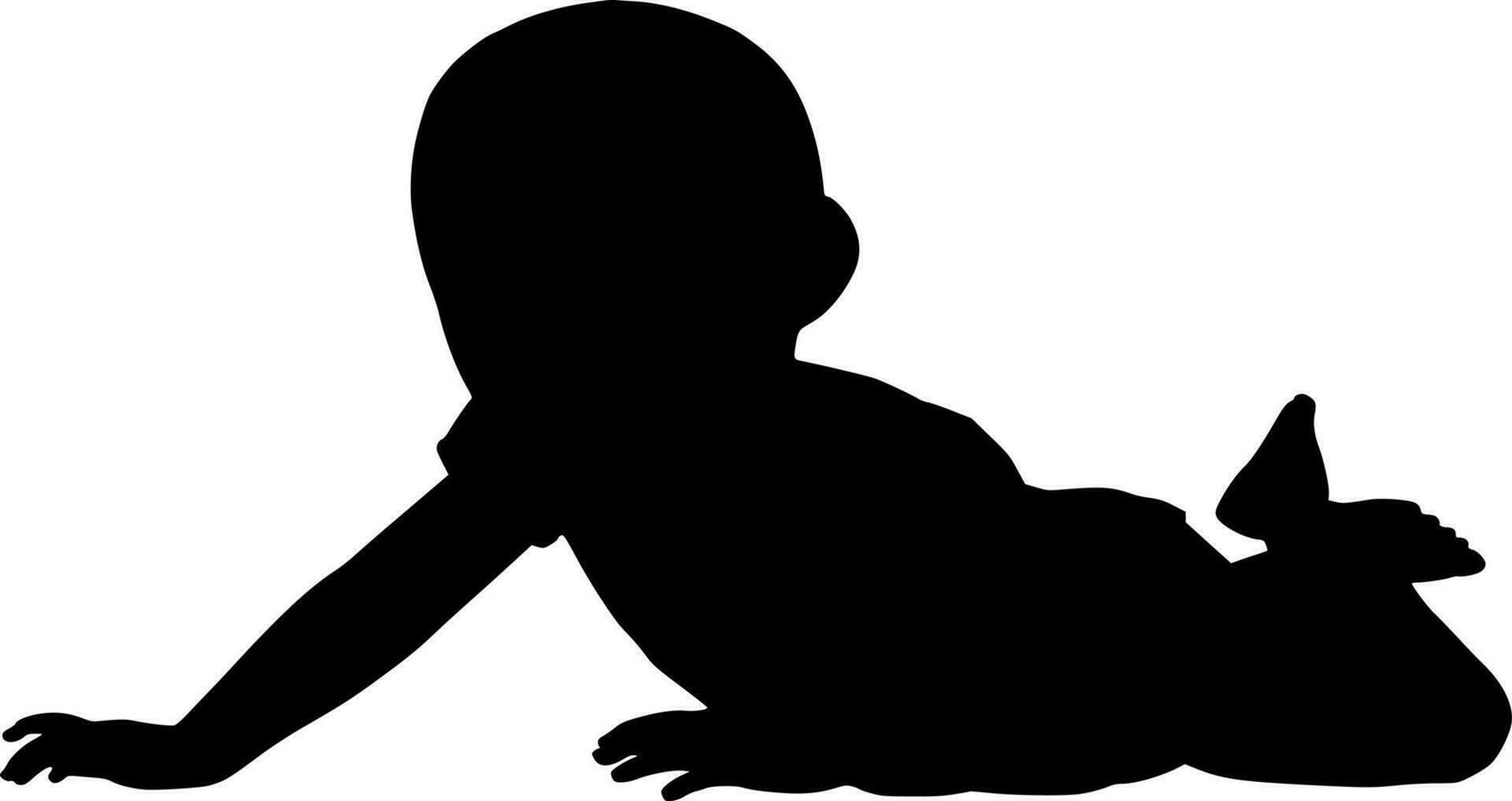 Vector silhouette of baby on white background