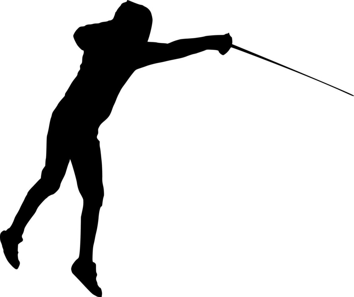 Vector silhouette of fencing sport on white background