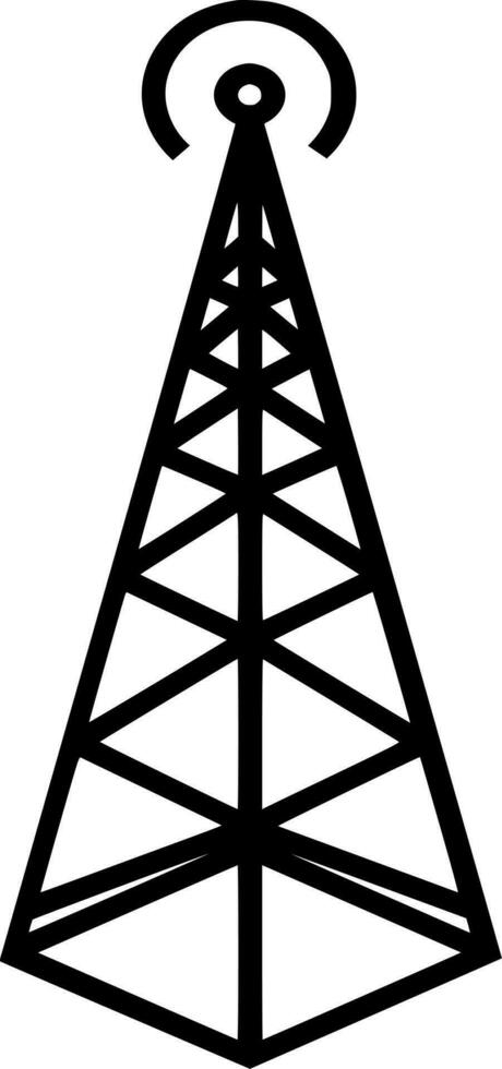 Vector silhouette of signal tower on white background