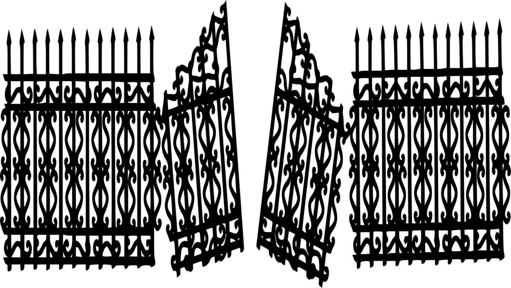Vector silhouette of fence on white background