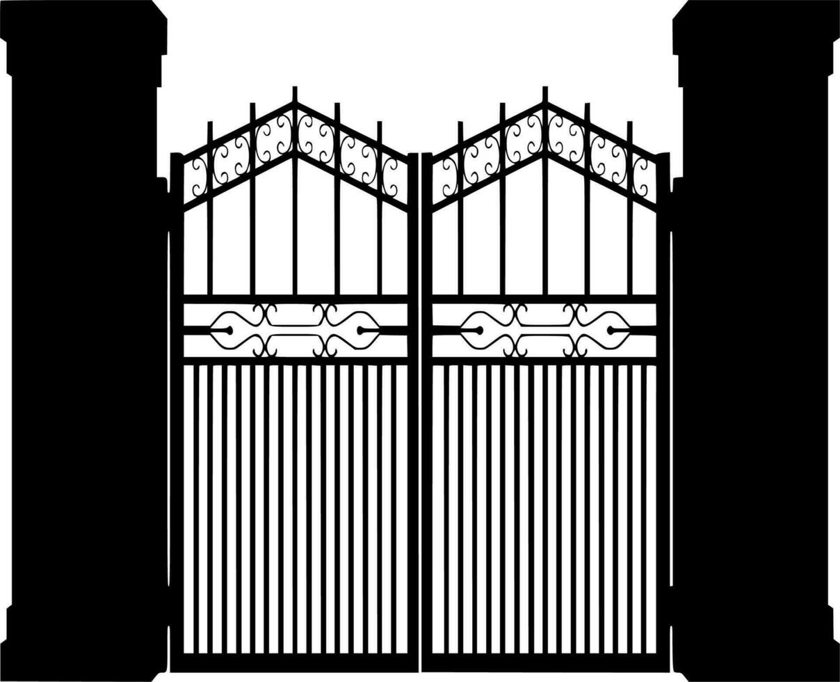 Vector silhouette of fence on white background