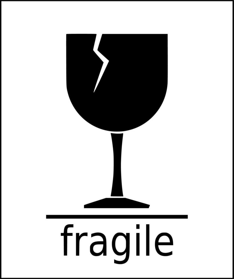 Vector silhouette of fragile on white background