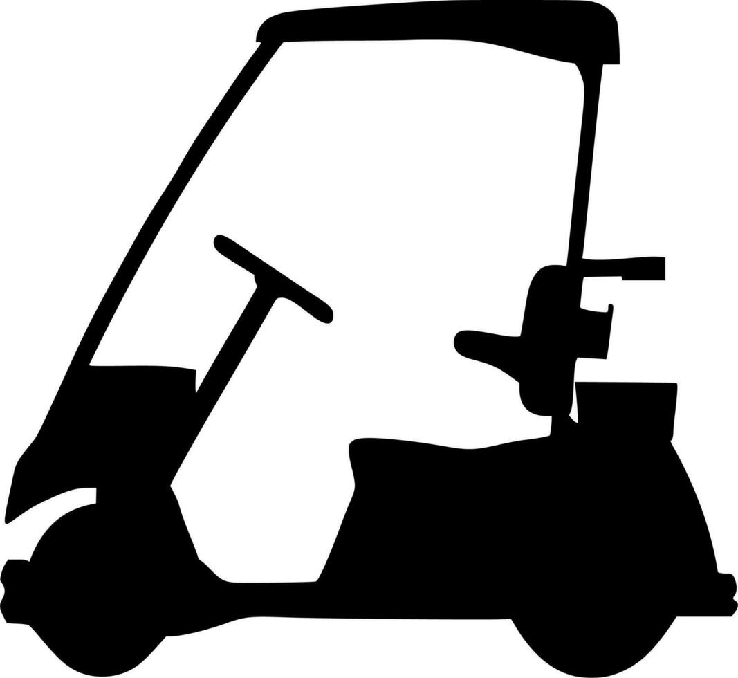 Vector silhouette of golf cart on white background