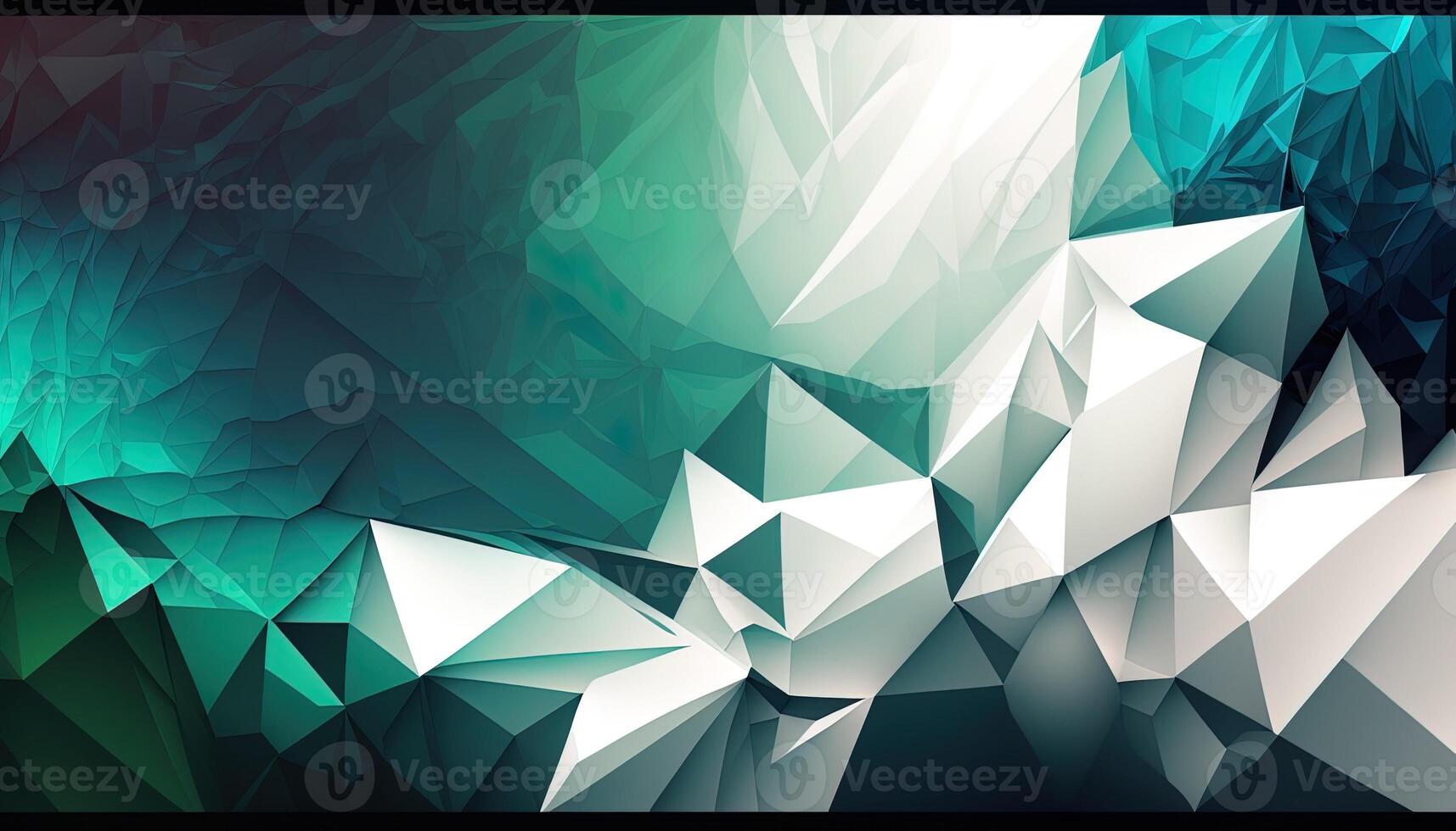Polygonal high resolution pattern for background, white and teal and green flares. Abstract hexagonal polygonal low poly triangular high resolution futuristic green energetic background photo
