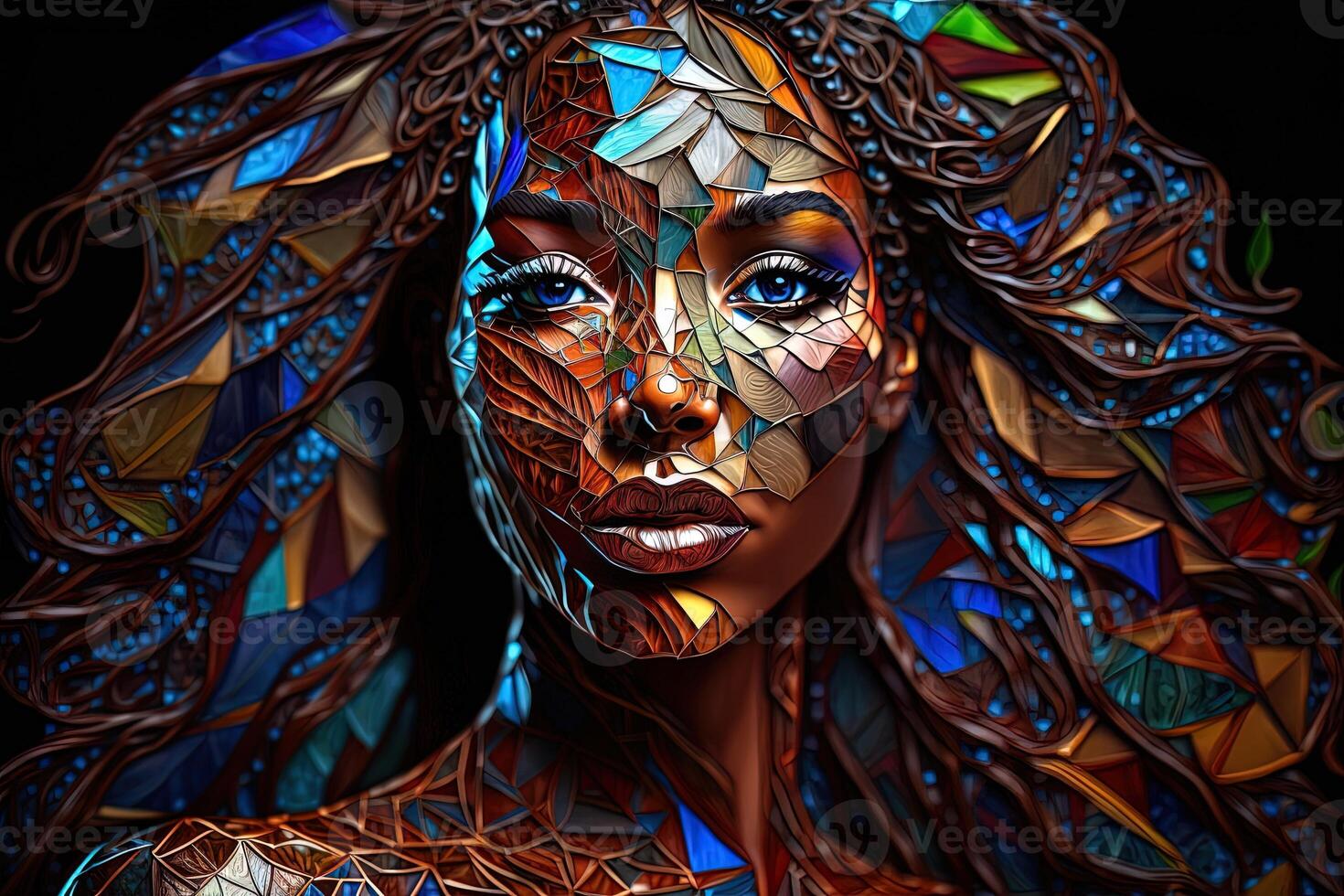 beautiful black woman made out of stained glass. Black live matter concept. Black people. Woman day concept. 8 march international women's day photo