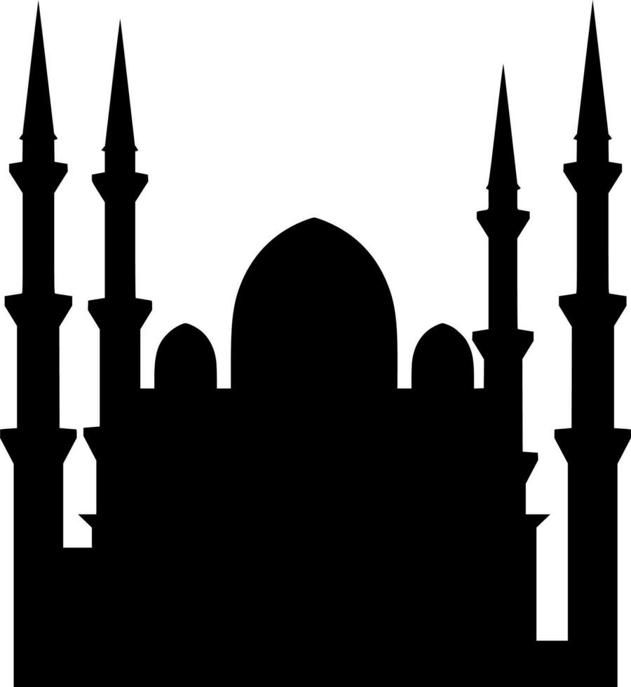 Vector silhouette of mosque on white background