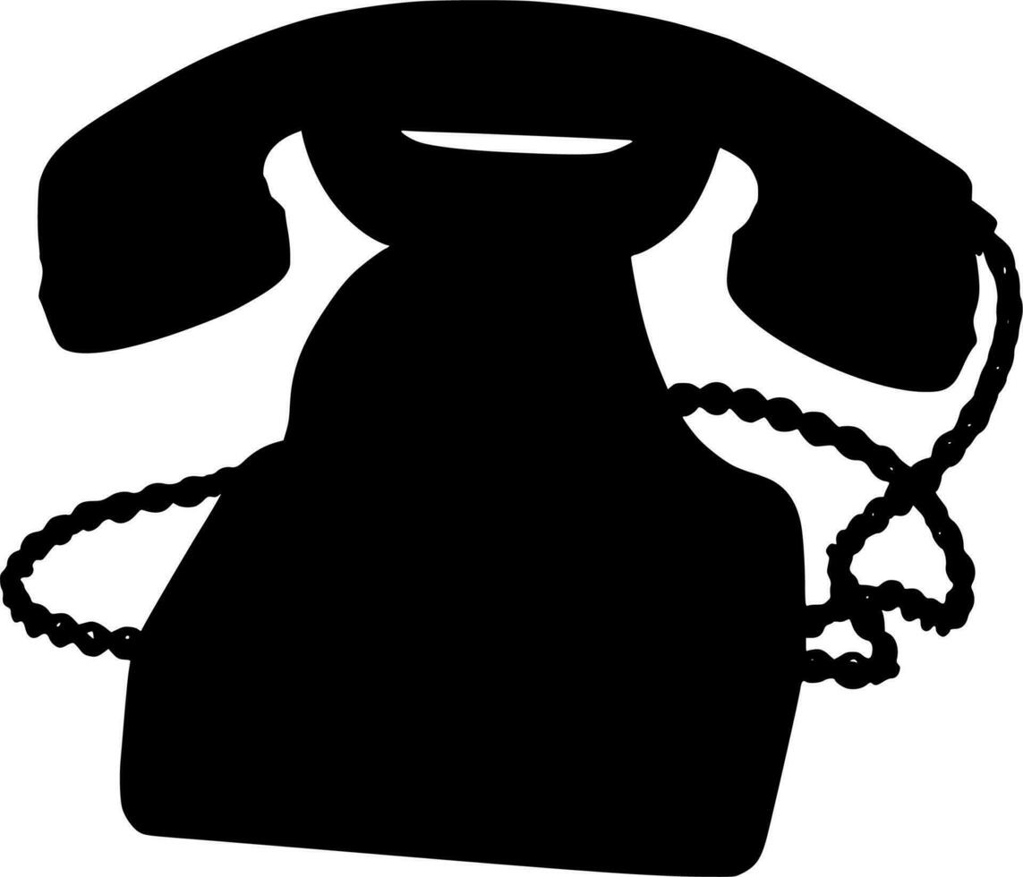 Vector silhouette of old phones on white background