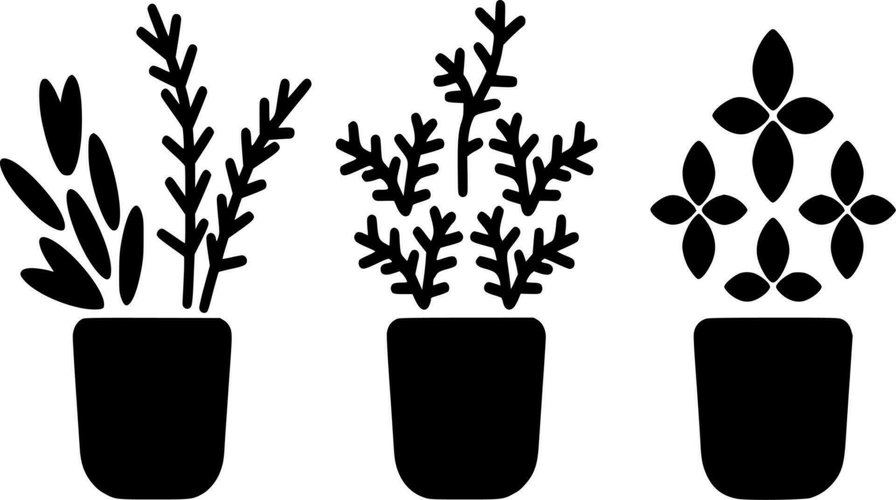 Vector silhouette of home plant on white background