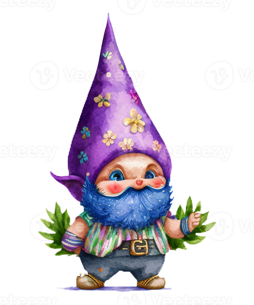 söt gnome mardi gras vattenfärg ai generativ png