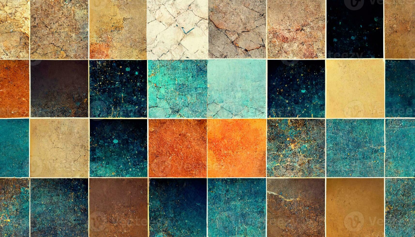 artístico vistoso mosaico modelo. collage contemporáneo impresión con de moda decorativo mosaico modelo con diferente colores, moderno Arte. bandera concepto foto