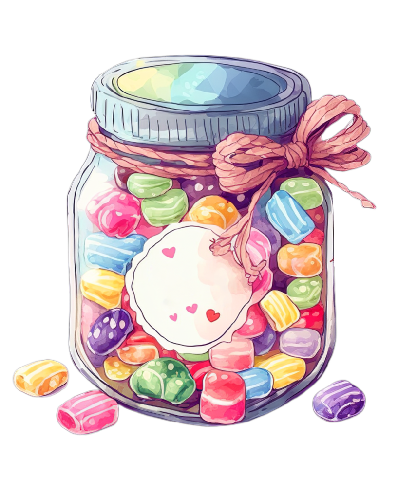 Free Candy Glass Jar Valentine Day colorful hearts ai generative