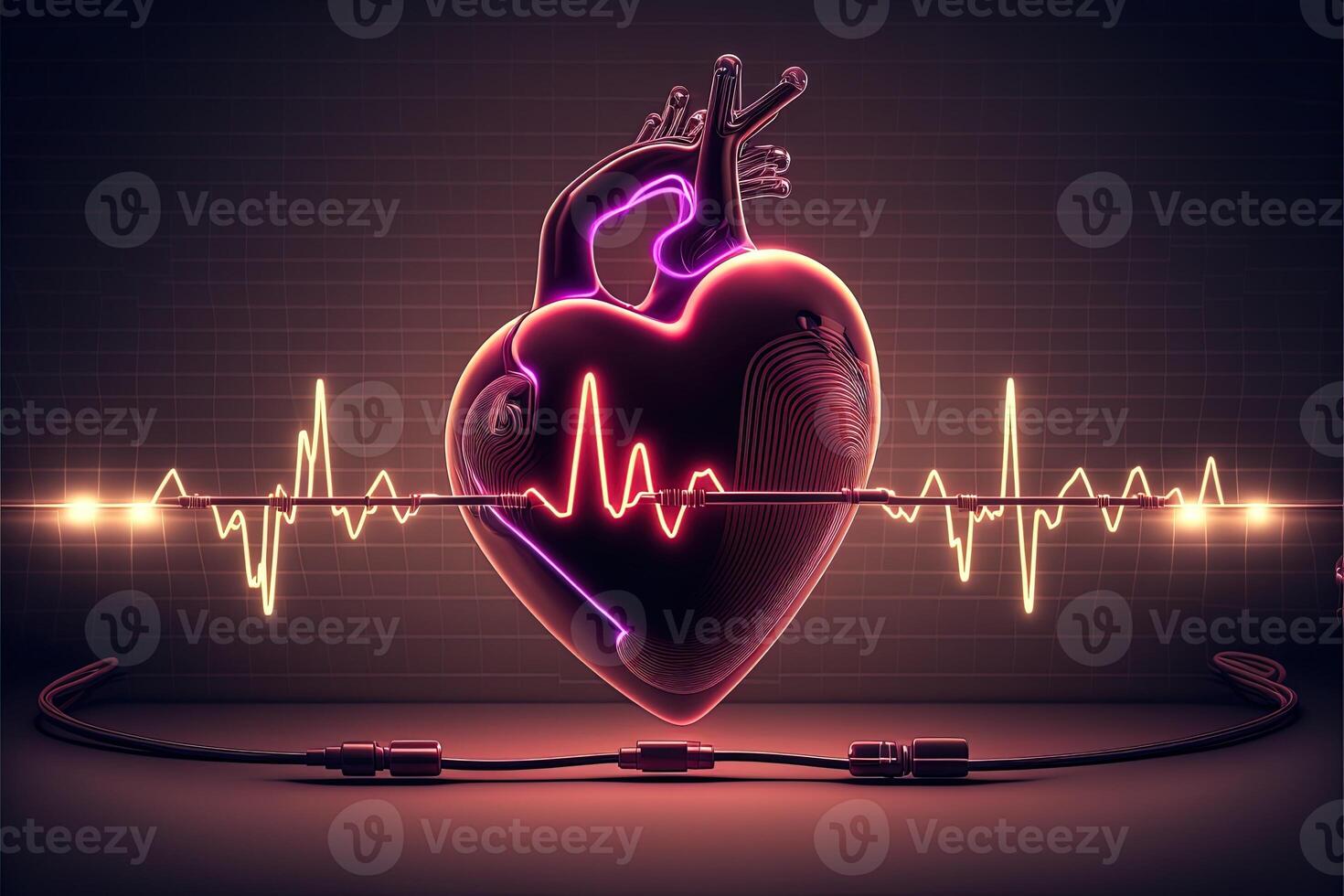 Background with a heart with the heartbeat monitor line, Heart and heartbeat symbol. photo