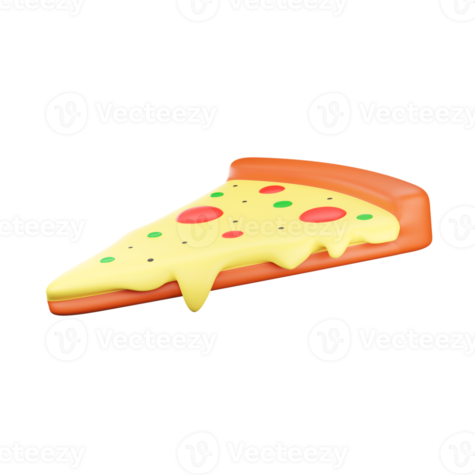 Colorful Pizza Slice Icon In 3D Style. png