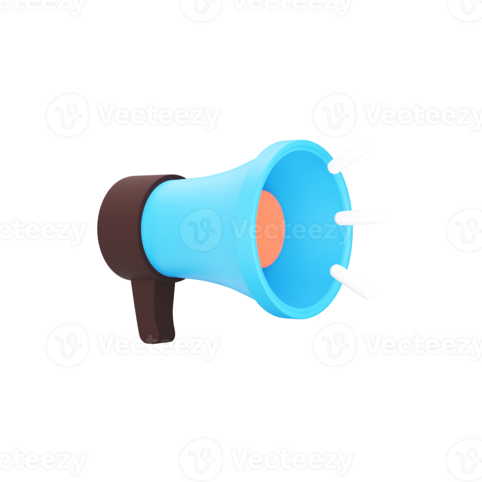 Brown And Blue Illustration of Loud Speaker 3D Element. png