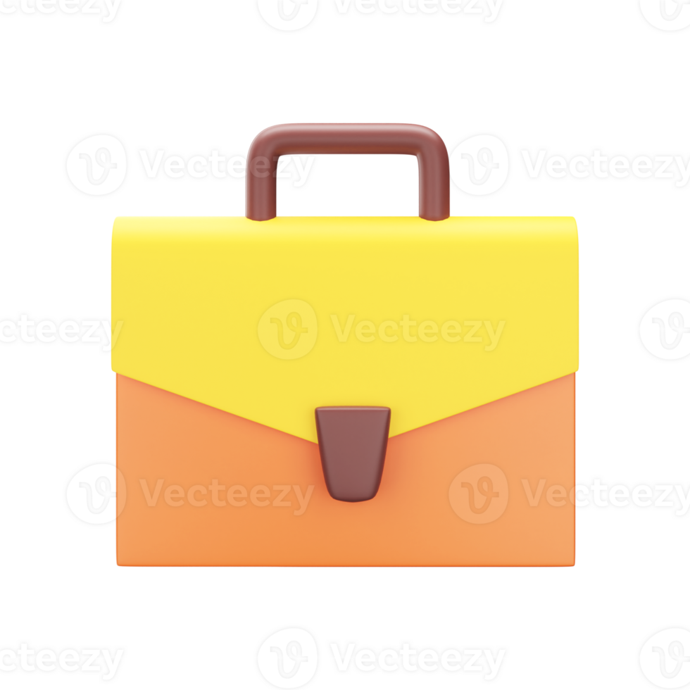 Orange And Yellow Illustration of Office Bag 3D Element. png