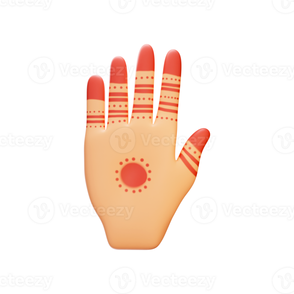 Circular Mehndi Design Hand 3D Vector Over Background. png