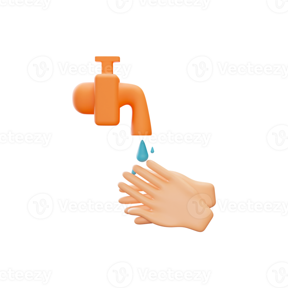 Vector Illustration Of Hand Washing From Water Tap On Black Background. png